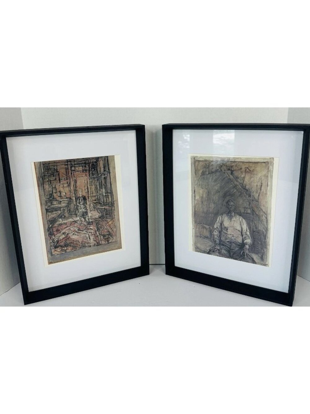 2 x Alberto Giacometti Framed Prints MOMA New York Matted Black Frame 15x12 Inch